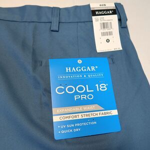 Haggar Mens Cool 18 Pro Teal Shorts Sz 44 Expandable Waist Quick Dry Stretch NWT